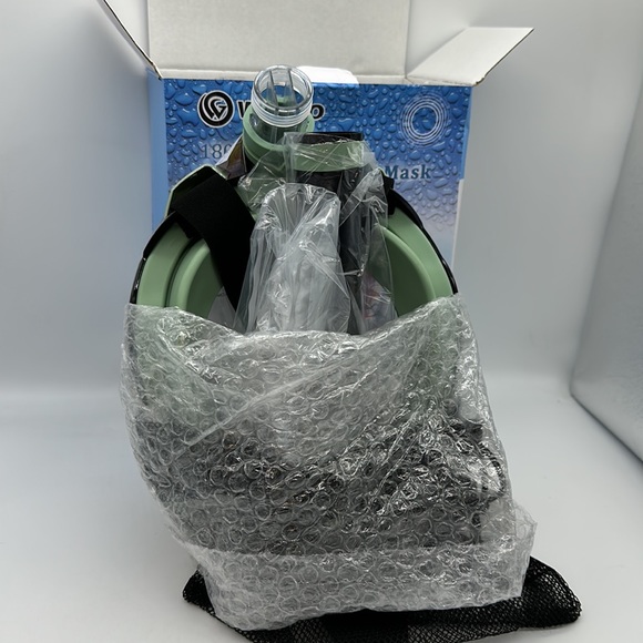 Mask Snorkeling Full Face 180 Vision Mask WSTOO—Color Green & Black - Picture 6 of 9